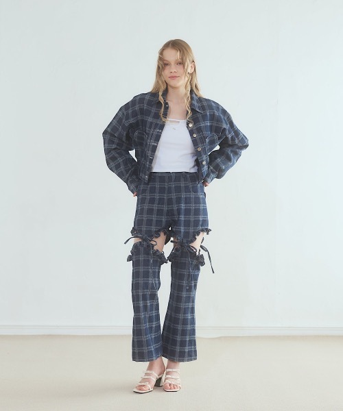 lilLilly(リルリリー)の「ハートポケットデニムジャケット(デニムジャケット・レディース・ブルー/ブラック/インディゴブルー・FREE)」の7枚目の写真