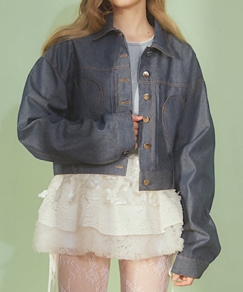 lilLilly(リルリリー)の「ハートポケットデニムジャケット(デニムジャケット・レディース・ブルー/ブラック/インディゴブルー・FREE)」の14枚目の写真