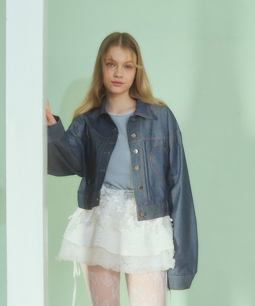 lilLilly(リルリリー)の「ハートポケットデニムジャケット(デニムジャケット・レディース・ブルー/ブラック/インディゴブルー・FREE)」の22枚目の写真