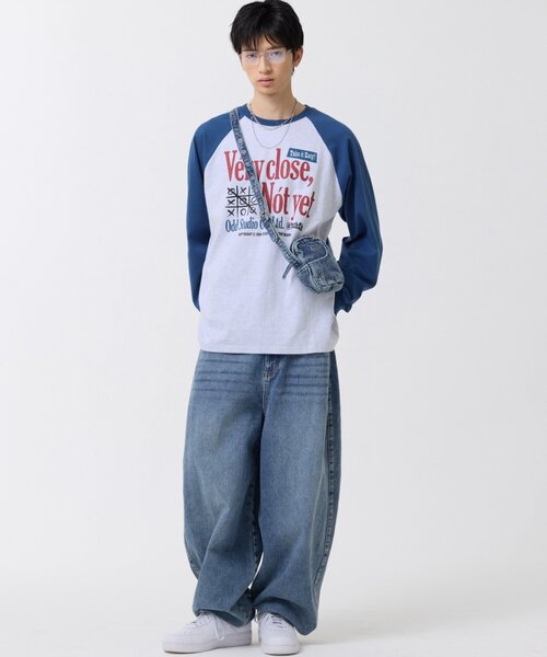 ODD STUDIO（オッドスタジオ）の「【OddStudio】ラグラングラフィックロンTEE（Tシャツ/カットソー・レディース・グリーン/ブルー/ブラック・MEDIUM/LARGE）」の4枚目の写真