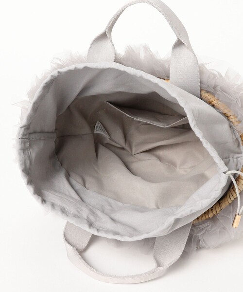 Ray BEAMS（レイビームス）の「フリル ビジュー カゴ バッグ（かごバッグ・レディース・ブラック/グレー・ONE SIZE）」の13枚目の写真