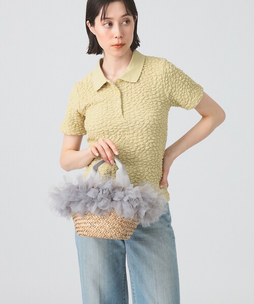 Ray BEAMS（レイビームス）の「フリル ビジュー カゴ バッグ（かごバッグ・レディース・ブラック/グレー・ONE SIZE）」の17枚目の写真