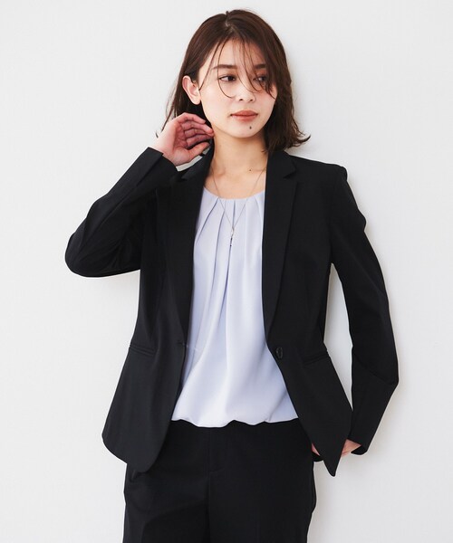 UNTITLED（アンタイトル）の「【通勤スーツ】コットン混ジャージ テーラードジャケット（テーラードジャケット・レディース・ダークグレー/ベージュ/ネイビー/ブラック・00/01/02/03/04/42/44/46/48/50）」の12枚目の写真