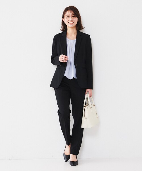 UNTITLED（アンタイトル）の「【通勤スーツ】コットン混ジャージ テーラードジャケット（テーラードジャケット・レディース・ダークグレー/ベージュ/ネイビー/ブラック・00/01/02/03/04/42/44/46/48/50）」の15枚目の写真