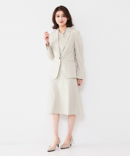 【極美品✨】 23SS アンタイトル 【接触冷感】コットン混カラーレスジャケット セール】【接触冷感/通勤スーツ】コットン混ジャージ テーラード