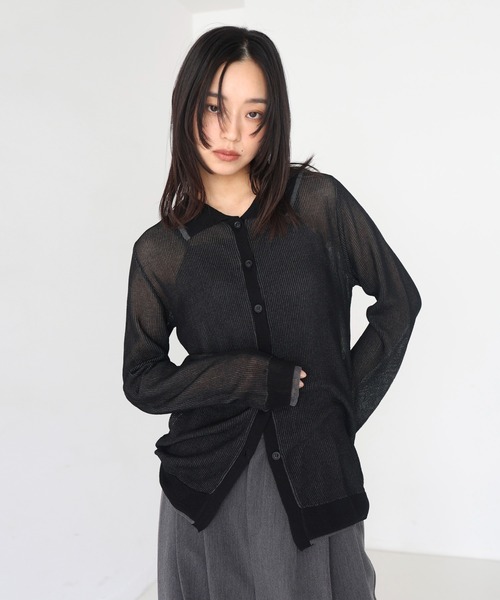 hellam（へラム）の「襟付き配色チュニックカーデ（カーディガン/ボレロ・レディース・アイボリー/ブラックミックス/ブラック/グレー・FREE）」の21枚目の写真