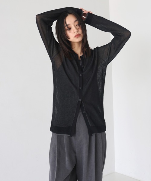 hellam（へラム）の「襟付き配色チュニックカーデ（カーディガン/ボレロ・レディース・アイボリー/ブラックミックス/ブラック/グレー・FREE）」の22枚目の写真