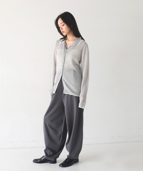 hellam（へラム）の「襟付き配色チュニックカーデ（カーディガン/ボレロ・レディース・アイボリー/ブラックミックス/ブラック/グレー・FREE）」の17枚目の写真