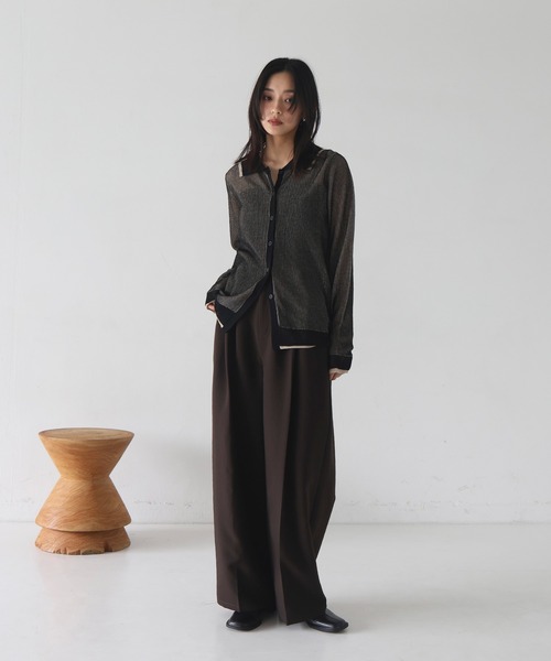 hellam（へラム）の「襟付き配色チュニックカーデ（カーディガン/ボレロ・レディース・アイボリー/ブラックミックス/ブラック/グレー・FREE）」の12枚目の写真