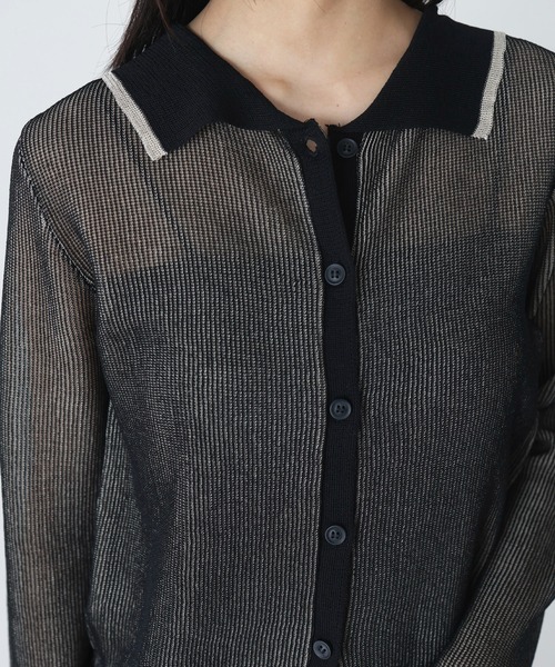 hellam（へラム）の「襟付き配色チュニックカーデ（カーディガン/ボレロ・レディース・アイボリー/ブラックミックス/ブラック/グレー・FREE）」の13枚目の写真
