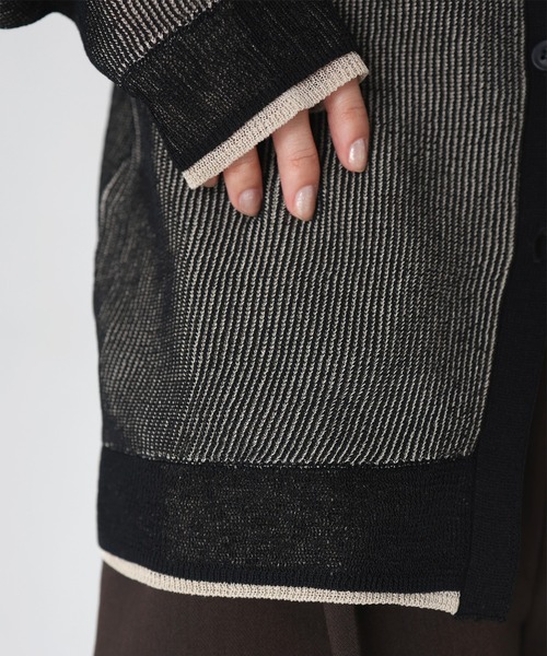 hellam（へラム）の「襟付き配色チュニックカーデ（カーディガン/ボレロ・レディース・アイボリー/ブラックミックス/ブラック/グレー・FREE）」の14枚目の写真