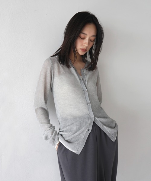 hellam（へラム）の「襟付き配色チュニックカーデ（カーディガン/ボレロ・レディース・アイボリー/ブラックミックス/ブラック/グレー・FREE）」の15枚目の写真