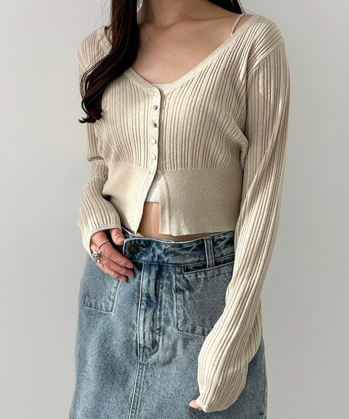 Heather（ヘザー）の「スリットラメカーディガン 327129（カーディガン