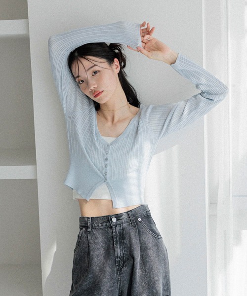 セール】スリットラメカーディガン 327129（カーディガン/ボレロ