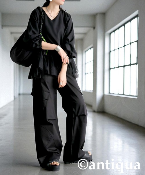 antiqua(アンティカ)の「カーゴパンツ(カーゴパンツ・レディース・カーキ系/ブラック・LARGE/MEDIUM)」の4枚目の写真