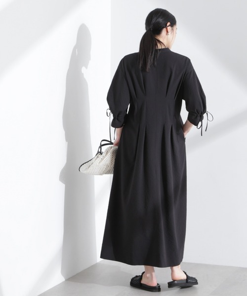 NANO universe（ナノユニバース）の「リボンスリーブサッカーシャツワンピース（シャツワンピース・レディース・ブラック/オフホワイト・FREE）」の14枚目の写真