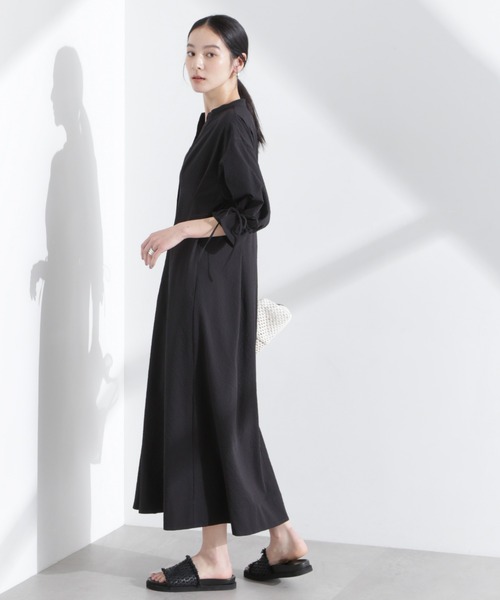 NANO universe（ナノユニバース）の「リボンスリーブサッカーシャツワンピース（シャツワンピース・レディース・ブラック/オフホワイト・FREE）」の15枚目の写真