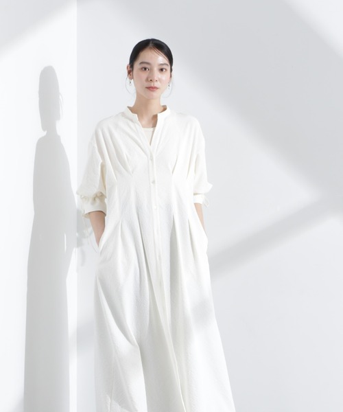 リボンスリーブサッカーシャツワンピース（シャツワンピース）｜NANO