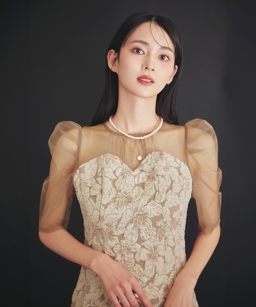 darial(ダリアル)の「【darial】jaqurd doking dress ジャガード ドッキング ドレス お呼ばれ 結婚式 二次会 成人式 同窓会 セレモニードレス パーティドレス オケージョンドレス(ドレス・レディース・ブラック/モカ/レッド・L/M/S)」の9枚目の写真