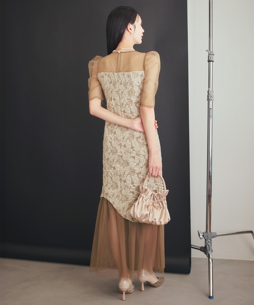 darial(ダリアル)の「【darial】jaqurd doking dress ジャガード ドッキング ドレス お呼ばれ 結婚式 二次会 成人式 同窓会 セレモニードレス パーティドレス オケージョンドレス(ドレス・レディース・ブラック/モカ/レッド・L/M/S)」の11枚目の写真