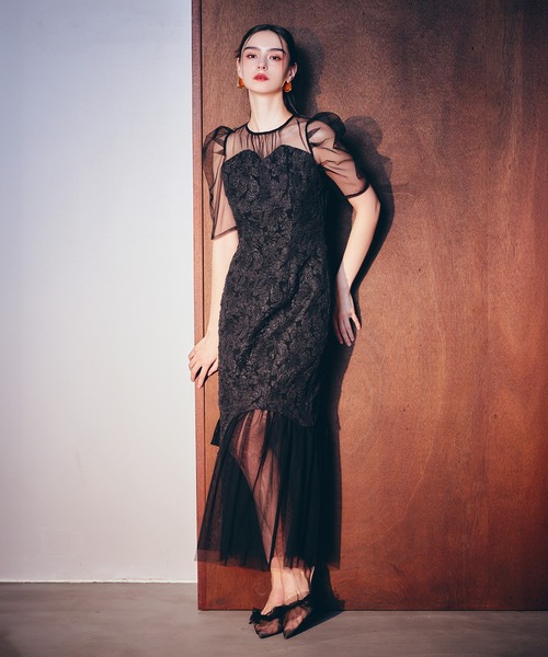 darial(ダリアル)の「【darial】jaqurd doking dress ジャガード ドッキング ドレス お呼ばれ 結婚式 二次会 成人式 同窓会 セレモニードレス パーティドレス オケージョンドレス(ドレス・レディース・ブラック/モカ/レッド・L/M/S)」の12枚目の写真