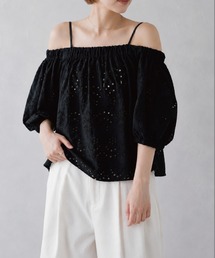 Indian cut work off shoulder blouse　インドカットワークオフショルブラウス