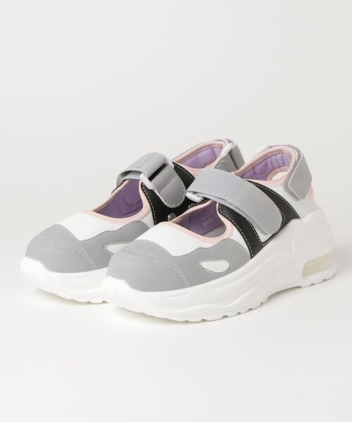 YOSUKE(ヨースケ)の「ヨースケYOSUKE ウィメンズ厚底メリージェーンベルクロエアバックヒールスニーカー6850000(スニーカー・レディース・アイボリー/グレー系その他/レオパード/ブラック・LL/S/M/L)」の3枚目の写真