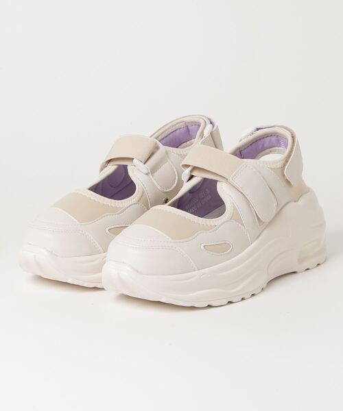 YOSUKE(ヨースケ)の「ヨースケYOSUKE ウィメンズ厚底メリージェーンベルクロエアバックヒールスニーカー6850000(スニーカー・レディース・アイボリー/グレー系その他/レオパード/ブラック・LL/S/M/L)」の2枚目の写真