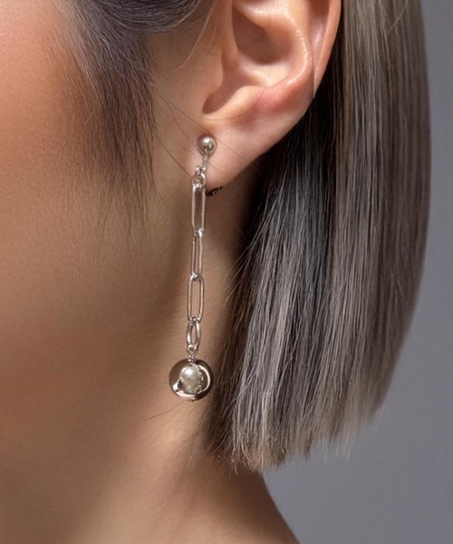 tone(トーン)の「【As】【金属アレルギー対応】NO.175 銅玉×ステンレスチェーン ゆらゆらロングイヤリング(ニッケルフリー)(MA)(イヤリング・レディース・シルバー/ゴールド/シルバー系2/ゴールド系2・FREE)」の2枚目の写真