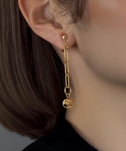 tone(トーン)の「【As】【金属アレルギー対応】NO.175 銅玉×ステンレスチェーン ゆらゆらロングイヤリング(ニッケルフリー)(MA)(イヤリング・レディース・シルバー/ゴールド/シルバー系2/ゴールド系2・FREE)」の4枚目の写真