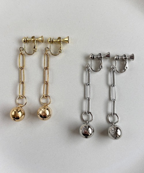 tone(トーン)の「【As】【金属アレルギー対応】NO.175 銅玉×ステンレスチェーン ゆらゆらロングイヤリング(ニッケルフリー)(MA)(イヤリング・レディース・シルバー/ゴールド/シルバー系2/ゴールド系2・FREE)」の6枚目の写真