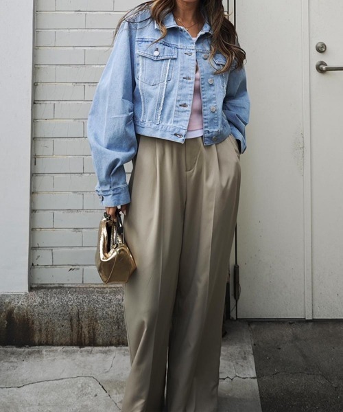 esutoreja(エストレジャ)の「クロップドデニムジャケット(デニムジャケット・レディース・ライトブルー/ブルー・FREE)」の8枚目の写真