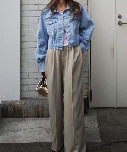 esutoreja(エストレジャ)の「クロップドデニムジャケット(デニムジャケット・レディース・ライトブルー/ブルー・FREE)」の9枚目の写真