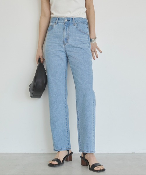 ANGIE（アンジー）の「ストレート デニム パンツ《詳細動画あり》（デニムパンツ・レディース・ブラック/オフホワイト/ブルー/ネイビー・SMALL/MEDIUM/LARGE）」の6枚目の写真