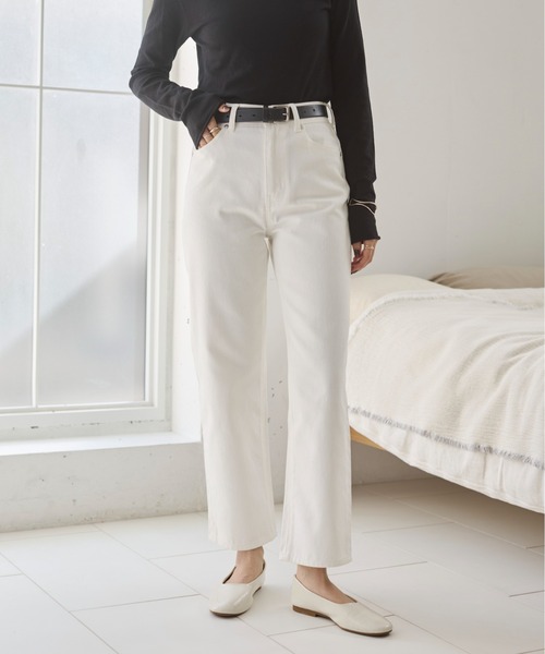 ANGIE（アンジー）の「ストレート デニム パンツ《詳細動画あり》（デニムパンツ・レディース・ブラック/オフホワイト/ブルー/ネイビー・SMALL/MEDIUM/LARGE）」の12枚目の写真