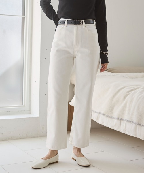 ANGIE（アンジー）の「ストレート デニム パンツ《詳細動画あり》（デニムパンツ・レディース・ブラック/オフホワイト/ブルー/ネイビー・SMALL/MEDIUM/LARGE）」の10枚目の写真