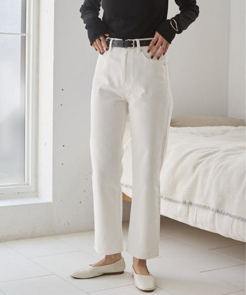 ANGIE（アンジー）の「ストレート デニム パンツ《詳細動画あり》（デニムパンツ・レディース・ブラック/オフホワイト/ブルー/ネイビー・SMALL/MEDIUM/LARGE）」の13枚目の写真