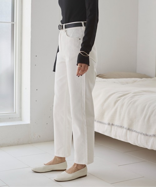 ANGIE（アンジー）の「ストレート デニム パンツ《詳細動画あり》（デニムパンツ・レディース・ブラック/オフホワイト/ブルー/ネイビー・SMALL/MEDIUM/LARGE）」の14枚目の写真