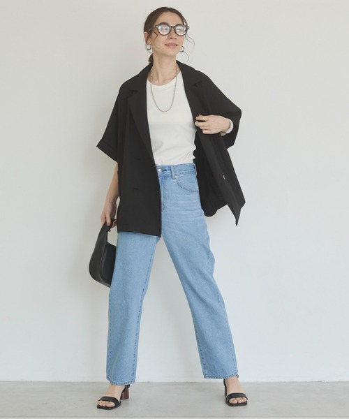 ANGIE（アンジー）の「ストレート デニム パンツ《詳細動画あり》（デニムパンツ・レディース・ブラック/オフホワイト/ブルー/ネイビー・SMALL/MEDIUM/LARGE）」の9枚目の写真