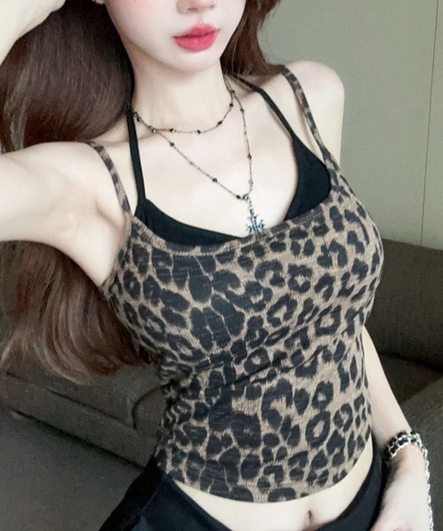 VIVID LADY（ビビッドレディー）の「カップ付レイヤード風キャミソール（Tシャツ/カットソー・レディース・レオパード・FREE）」の17枚目の写真