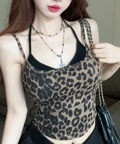 VIVID LADY（ビビッドレディー）の「カップ付レイヤード風キャミソール（Tシャツ/カットソー・レディース・レオパード・FREE）」の16枚目の写真