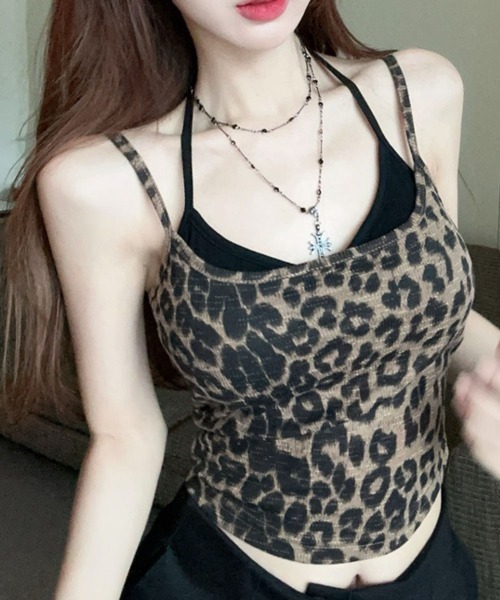 VIVID LADY（ビビッドレディー）の「カップ付レイヤード風キャミソール（Tシャツ/カットソー・レディース・レオパード・FREE）」の14枚目の写真
