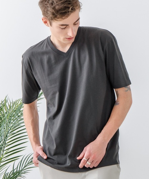 LB/S (エルビーエス)の「【汗染みの目立ちにくいTシャツ ZEROSTAIN/ゼロステイン】VネックTシャツ 防汚 UVカット 綿タッチ・厚手(Tシャツ/カットソー・メンズ・ホワイト/ブラック/スミクロ・X-LARGE/LARGE/MEDIUM)」の3枚目の写真