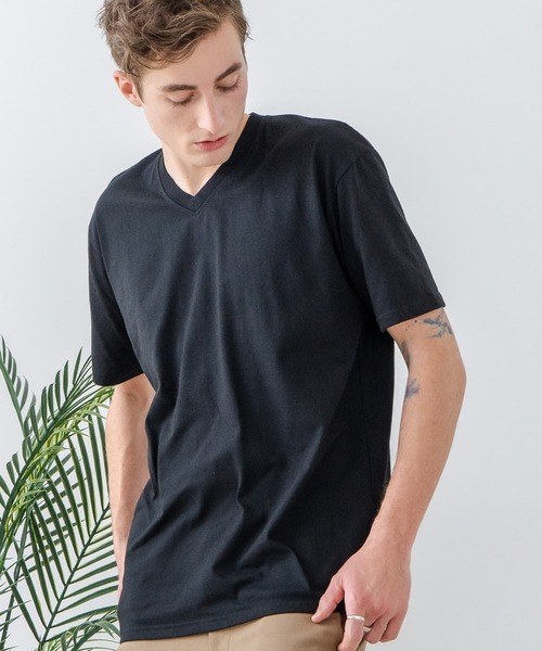 LB/S (エルビーエス)の「【汗染みの目立ちにくいTシャツ ZEROSTAIN/ゼロステイン】VネックTシャツ 防汚 UVカット 綿タッチ・厚手(Tシャツ/カットソー・メンズ・ホワイト/ブラック/スミクロ・X-LARGE/LARGE/MEDIUM)」の2枚目の写真