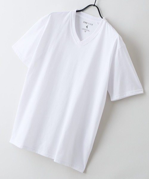 LB/S (エルビーエス)の「【汗染みの目立ちにくいTシャツ ZEROSTAIN/ゼロステイン】VネックTシャツ 防汚 UVカット 綿タッチ・厚手(Tシャツ/カットソー・メンズ・ホワイト/ブラック/スミクロ・X-LARGE/LARGE/MEDIUM)」の5枚目の写真