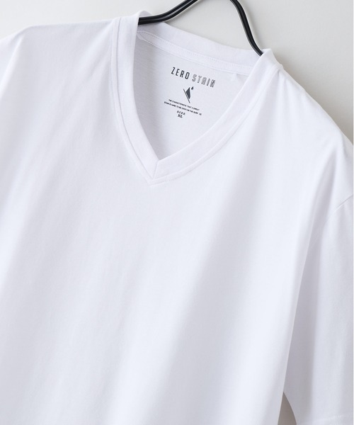 LB/S (エルビーエス)の「【汗染みの目立ちにくいTシャツ ZEROSTAIN/ゼロステイン】VネックTシャツ 防汚 UVカット 綿タッチ・厚手(Tシャツ/カットソー・メンズ・ホワイト/ブラック/スミクロ・X-LARGE/LARGE/MEDIUM)」の6枚目の写真