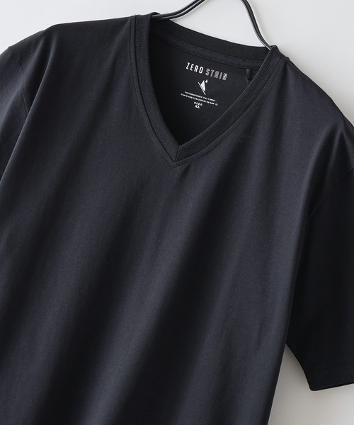 LB/S (エルビーエス)の「【汗染みの目立ちにくいTシャツ ZEROSTAIN/ゼロステイン】VネックTシャツ 防汚 UVカット 綿タッチ・厚手(Tシャツ/カットソー・メンズ・ホワイト/ブラック/スミクロ・X-LARGE/LARGE/MEDIUM)」の9枚目の写真
