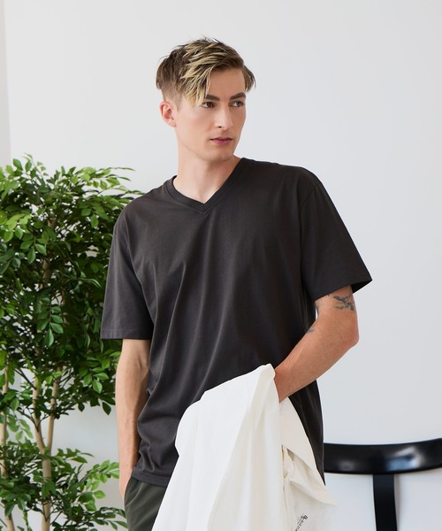 LB/S (エルビーエス)の「【汗染みの目立ちにくいTシャツ ZEROSTAIN/ゼロステイン】VネックTシャツ 防汚 UVカット 綿タッチ・厚手(Tシャツ/カットソー・メンズ・ホワイト/ブラック/スミクロ・X-LARGE/LARGE/MEDIUM)」の22枚目の写真