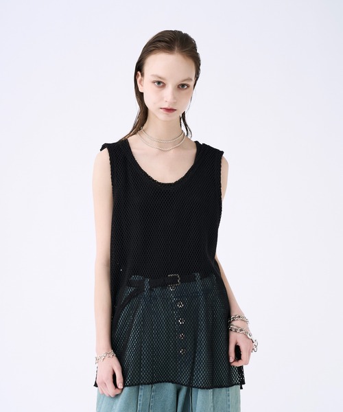 seyto（セイト）の「Mesh layered tank top / メッシュレイヤード