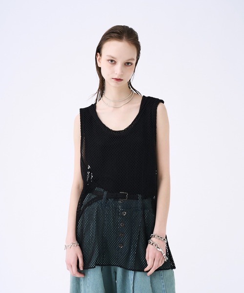 ユリウス　レイヤードタンクトップ セール】3way mesh/cotton combination layered tank top(2枚